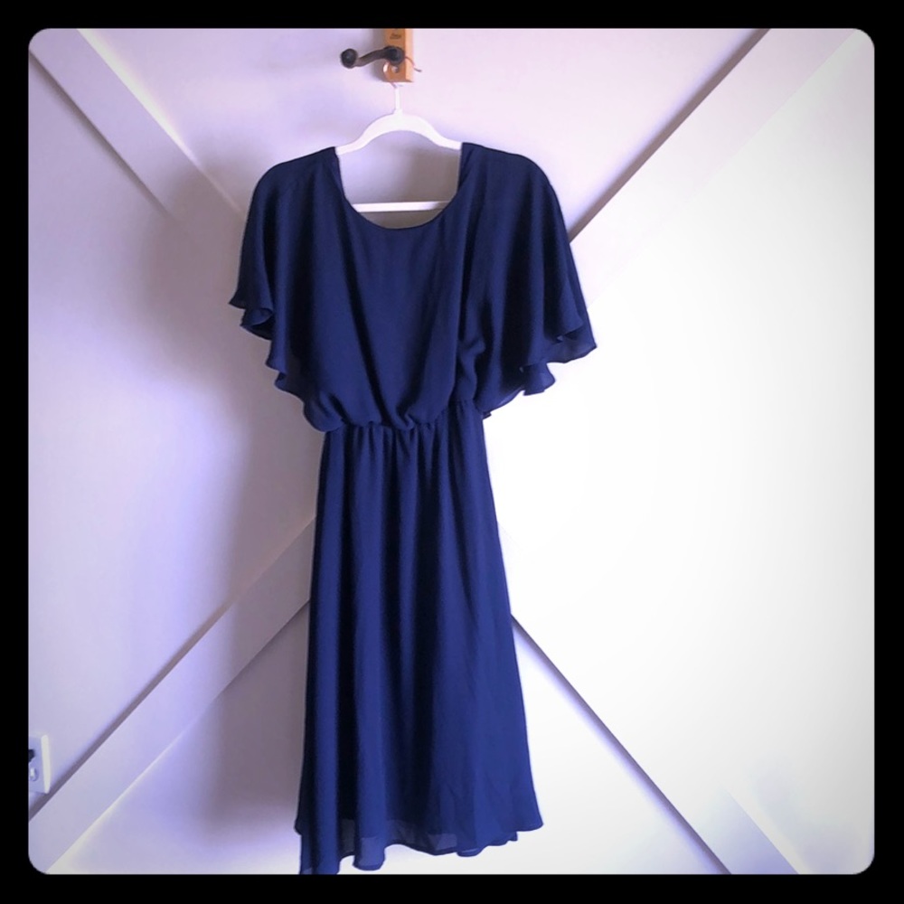 NWOT Romantic Navy Blue Dress, L